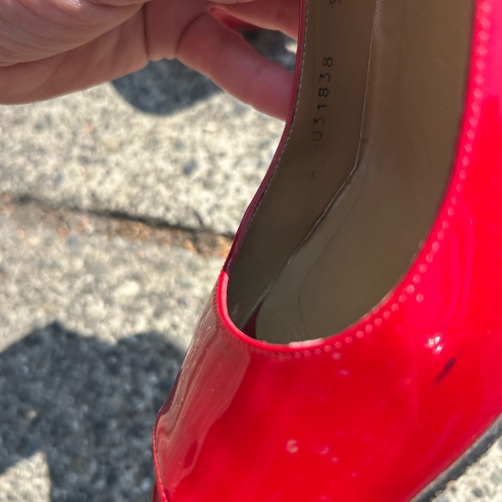 Stuart Weitzman Vibrant Red Peep Toe Heels - Picture 12 of 14